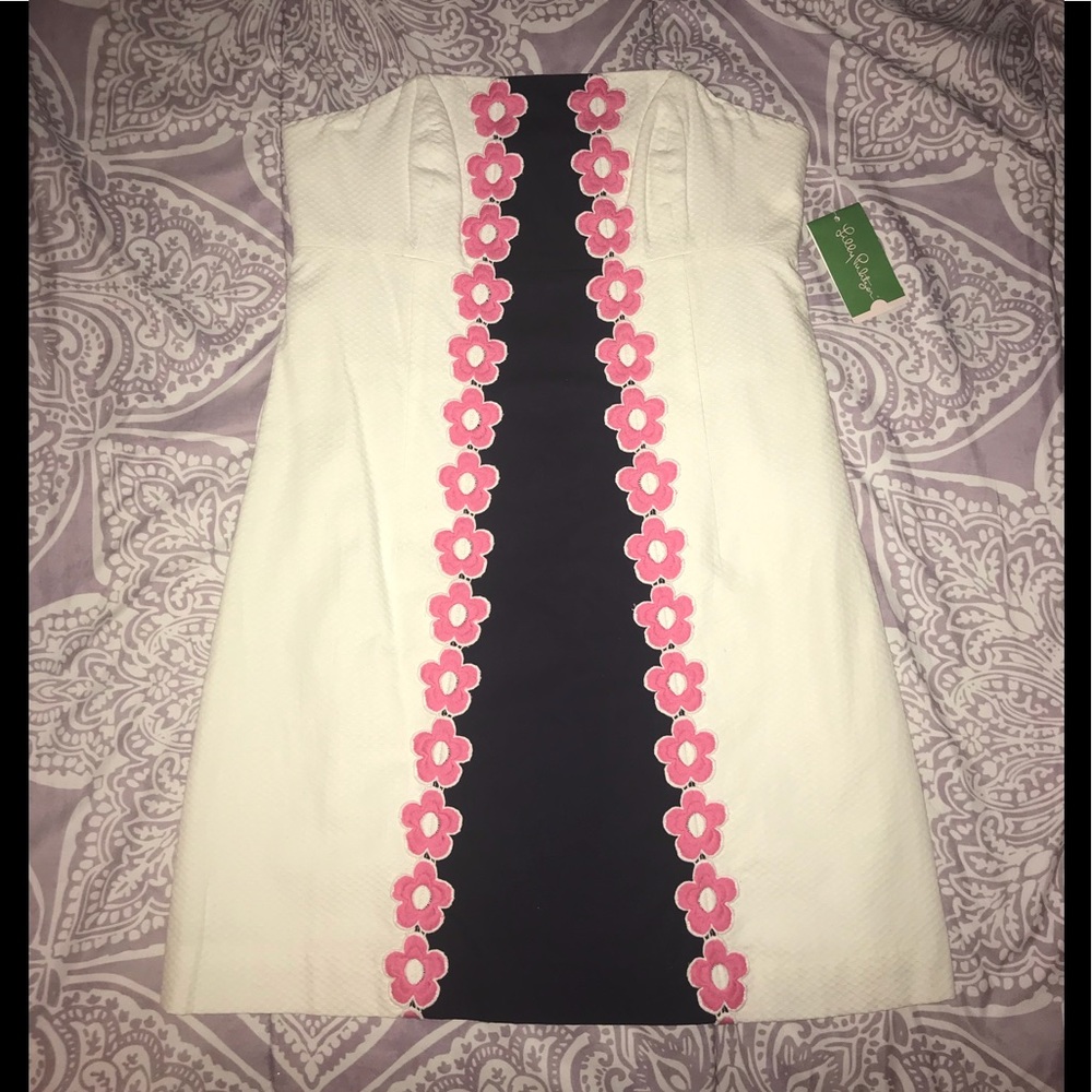 NWT {Lilly Pulitzer} White Floral Strapless Dress